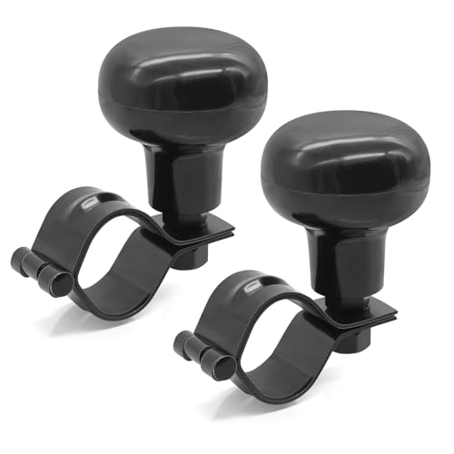 Piuluvor 2 Stück Universal Lenkradknauf Spinner Lenkknauf Auto Lenkhilfe Lenkradknopf Lenkrad Knauf für Auto LKW Traktor Gabelstapler Rasenmäher Boot (Schwarz)