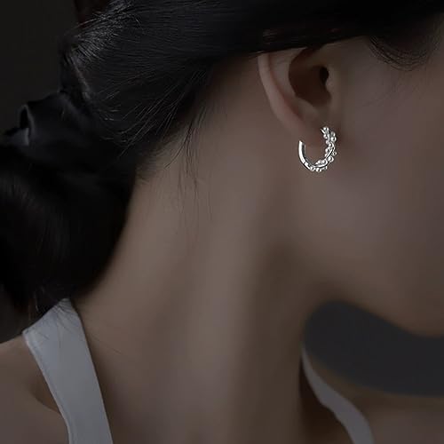 Pearl Chunky Gold Hoop Earrings For Women Trendy Sterling Silver Twisted Hoop Earrings by TGDSV - Used condition - Image 6