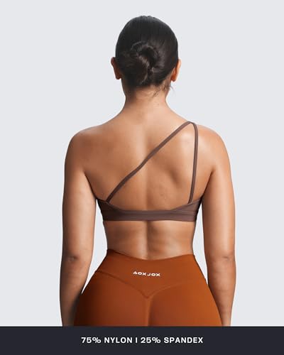 Image of Aoxjox Astoria One Shoulder Sports Bra | asymmetrical workout top, women's fitness training gym yoga crop tank, 4-way stretch, moisture-wicking