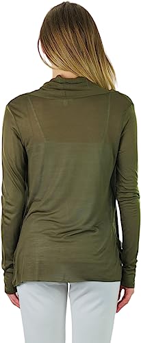 Image of ToBeInStyle Womens Open Front Long Sleeve Lightweight Asymmetrical Draped Cardigan with Side Pockets