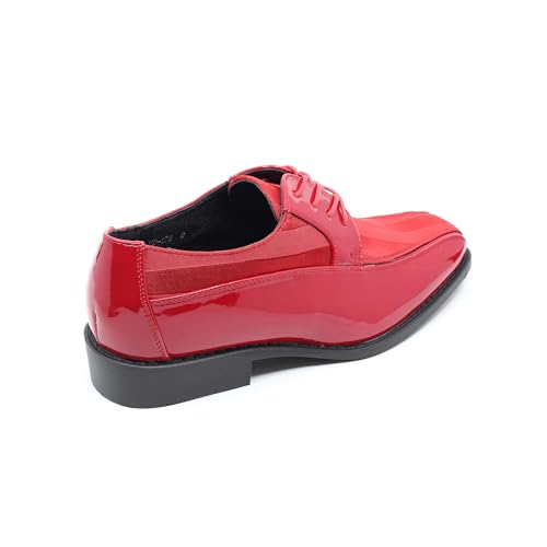 Image of Men's Oxford Lace up Striped Satin Patent Tuxedo Dress Shoes MC-179