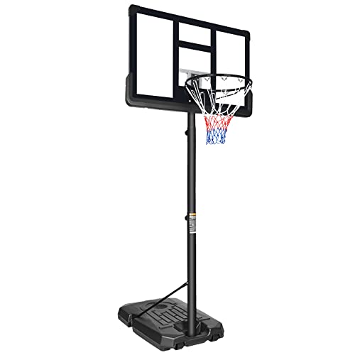 GOWE Portable Basketball Hoop Backboard System Stand Height Adjustable 6.6ft - 10ft with 44 Inch Backboard and Wheels for Adults