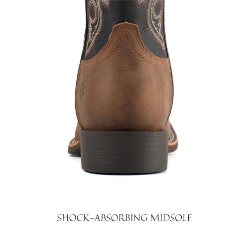 Image of SUREWAY Western Boots For Men - Mens Square Toe Cowboy Boot, Oil /Slip Resistant, Durable Fashionable Classic Pull on 10 Inch Mid-Calf Wellington Boots