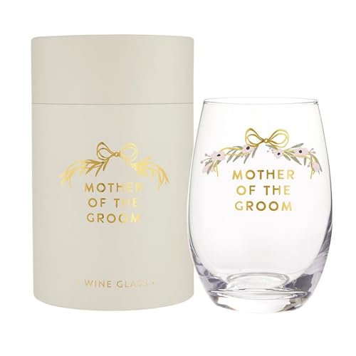 Santa Barbara Design Studio Wedding Party Gift Boxed Wine Glasses Gold Foil Stemless Wine Glass, 17-Ounce, Mother Of The Groom