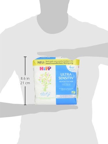 HiPP Lingettes humides Babysanft Ultra Sensitive, blanches, (4 x 52 pièces)