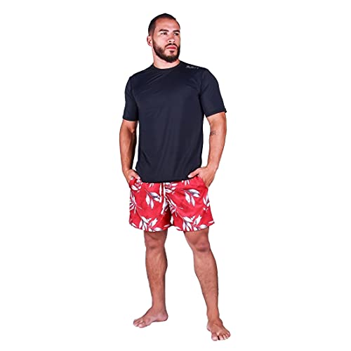 Short Praia Masculino Bermuda Tactel Verão Surty Beach Resort (Floral, G)