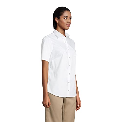 Lands' End Uniform Girls No Gape Short Sleeve Stretch Shirt Pearl White Womens Regular 4 #TOP2