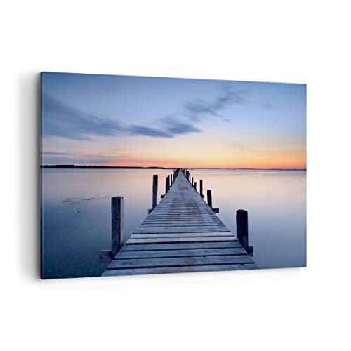 Lienzos decorativos 100x70cm Cuadro Sobre Lienzo Moderno Puesta del sol lago agua puente Grande Dormitorio Cocina Cuadros Pared Imágenes Cuadros Decoracion Salon Wall Art Prints Decor AA100x70-2508