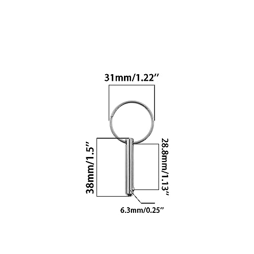 Pin de paraguas Bimini en acero inoxidable 316 con longitud utilizable de 28,8 mm 2