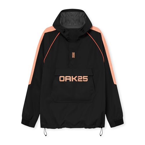 OAK25 Chubasquero Lluvia Hombre y Mujer Negro Naranja - Commute Rainbreaker - Impermeable Unisex para Ciclismo Senderismo Viajes - 10000mm Columna de Agua - Transpirable & Plegable