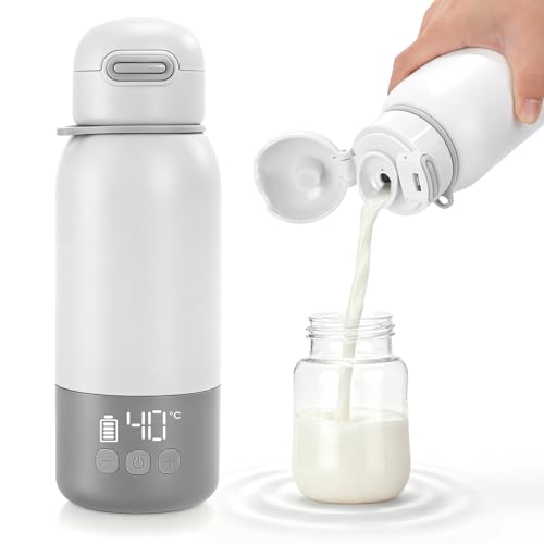 Calentador de biberones para bebé, portátil, 450 ml, 100 W, calentamiento rápido y control de temperatura preciso, calentador de leche para viajes para leche materna, fórmula y agua, carga USB-C
