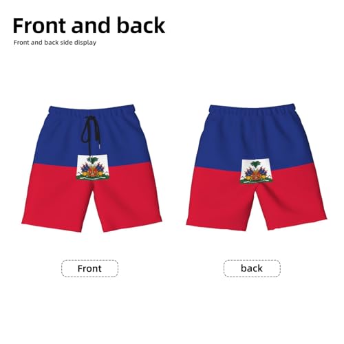 Haitian Flag Youth Beach Pants, Soft and Breathable, with Drawstring Waist, Suitable for Sports and Leisure.2
