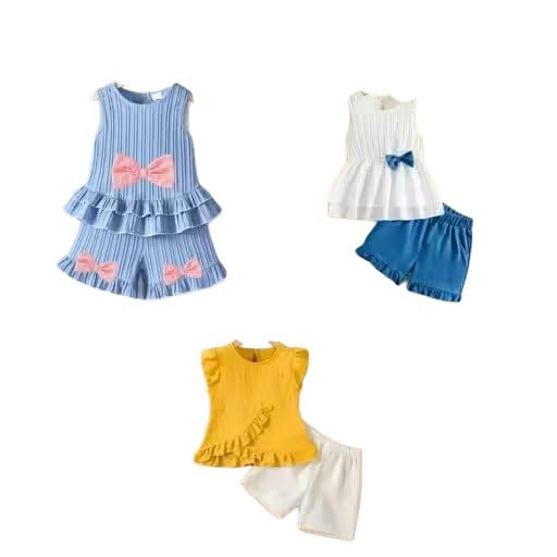R GUDDU FASHION pack of 3 Casual Kids Top and Bottom Set with Relaxed Fit Design Multi 0-3 Months-image-41
