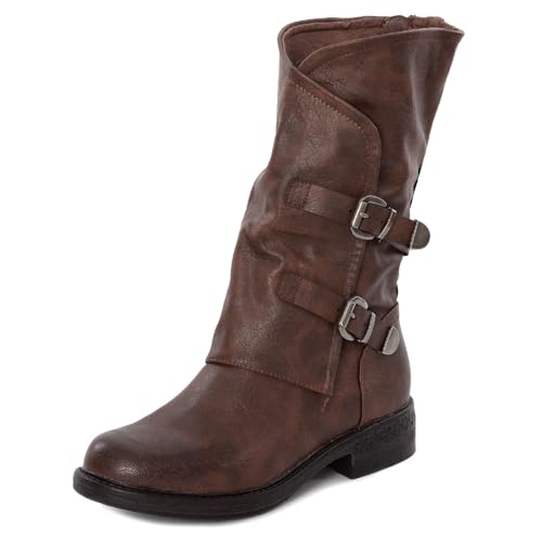 Toocool - Botas de mujer tipo Biker, Botas militares, Anfibios, Botas de motociclista, Zapatos casuales, G620, marrón, 38 EU