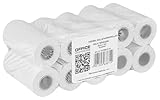OFFICE PRODUCT 14153612-14 Rouleaux de papier thermique. Papier thermique haute qualité pour caisses enregistreuses et imprimantes thermiques. Grammage : 48 g/m² (+/- 6), Largeur : 57 mm, Longueur : 10 m (tolérance 3 %), Quantité : 10 rouleaux, Couleur : blanc.