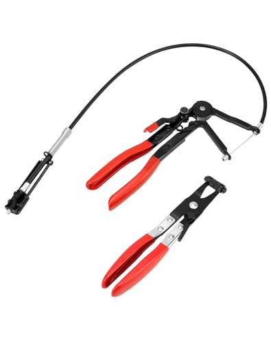 QWORK® 2 Piezas de Alicates para Abrazaderas de Manguera, Cuello Flexible de Banda de Resorte 650 mm