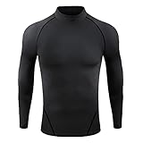 [Barifall] スポーツ インナー キッズ アンダー シャツ ハイネック コンプレッションウェア パワーストレッチ 長袖 UVカット吸汗速乾 スキーウェア 子供用3830BK*BK 140