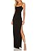 JLCNCUE Women's Sexy Backless Spaghetti Straps Square Neck Maxi Dress Thigh High Slit Bodycon Cocktail Party Dress 211(Large,Black)