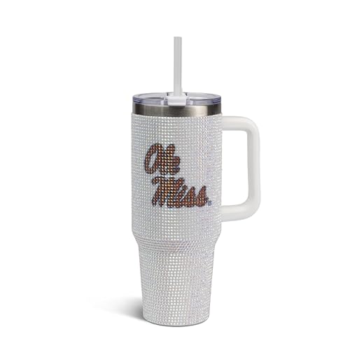 Image of The Memory Company Officially Licensed 40oz White Bling Game Day Tumbler, University of Mississippi