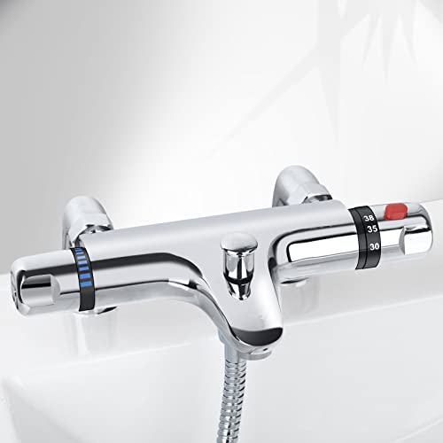 Solepearl Mitigeur Baignoire Thermostatique Mitigeur Douche Thermostatique Pomme de douche apparente avec bec de remplissage...