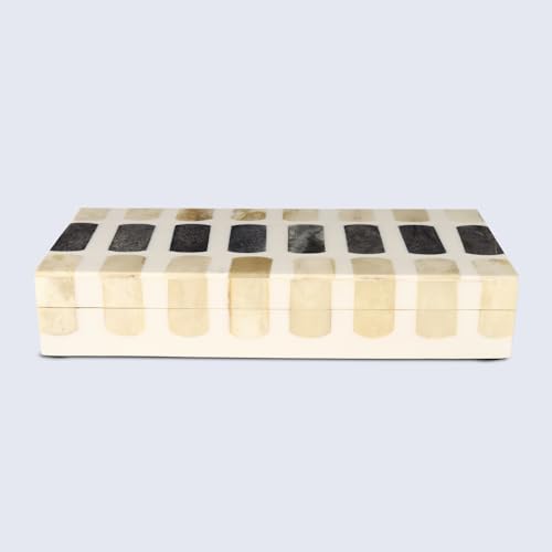 Image of Handicrafts Home Decorative Box - Handmade Jewelry Organizer Box with Lid - Keepsake Box for Home Decor, Jewelry, Accessories, Collectibles - Modern Wooden Storage Box - Caramel, 8X6X1.5 inch