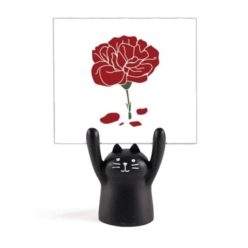 Porte-mémo chat noir support papier et pince note bureau