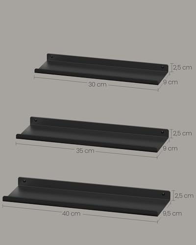 SONGMICS Wandregale aus Metall, 6er Set, Schweberegale, Industrie-Design, Wandboards, für Dekos, für Schlafzimmer, Küche, Badezimmer… – Ansicht 6