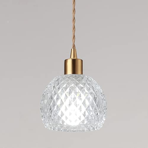 Lámpara colgante esférica de latón vintage refinado y cristal de alta transparencia para loft