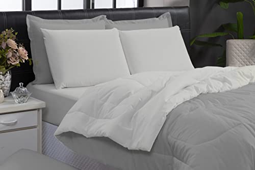 Kit Edredom Queen Jogo de Cama 100% Algodão 200 fios (Cinza e Branco)