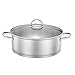 Pan with toughened Glass lid and Non-Slip Stay-Cool Handles Stainless Steel Shallow Casserole pan with lid (22 * 9cm)