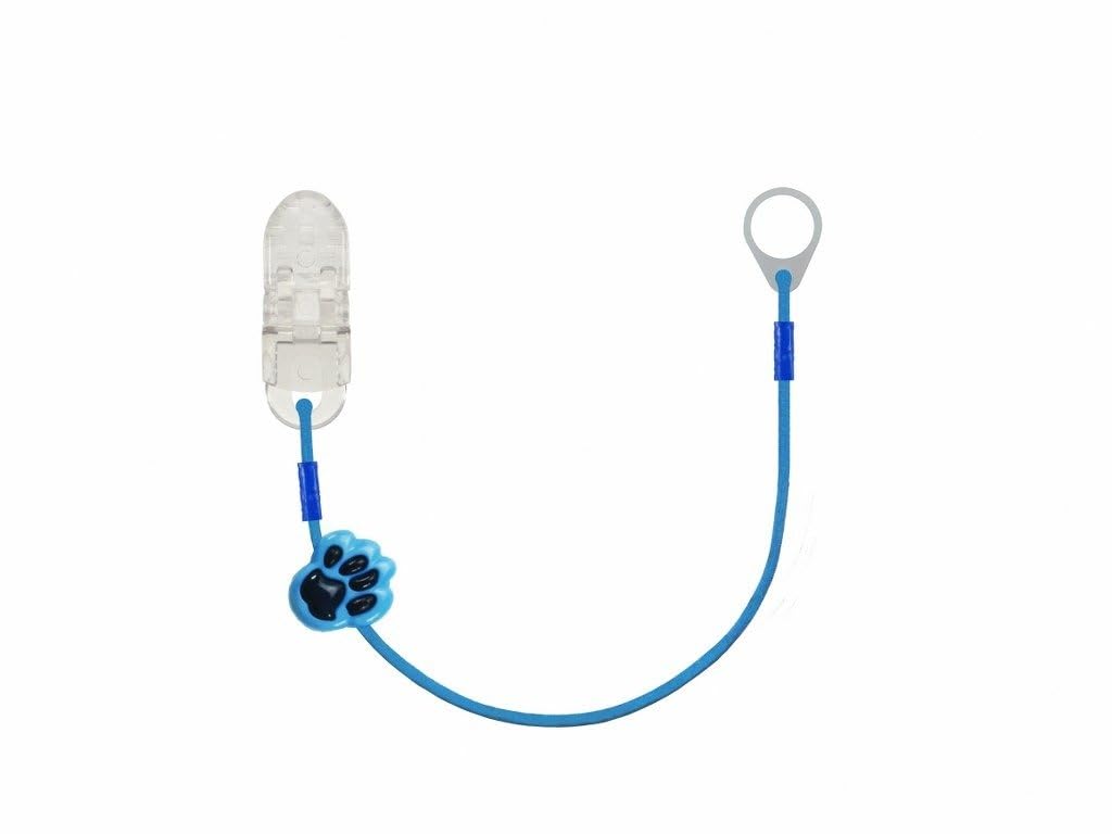 SmartEAR Single Security Clip for Hearing Aids, Blue with Paw, 7mm