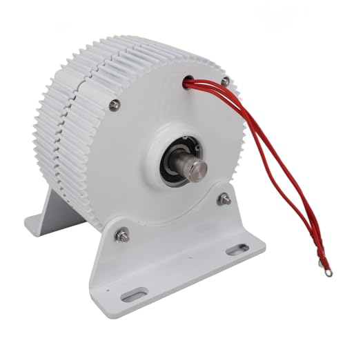 TIKATARER Alternador Eléctrico Trifásico, Generador Síncrono de Permanente de CA de Doble Eje de Aleación de Aluminio y Acero Al Carbono con Base para Turbinas Eólicas de 24V (400W)