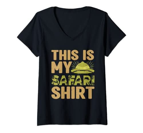 Femme Costume de tour du safari - Inscription « This is My Safari Shirt » T-Shirt avec Col en V