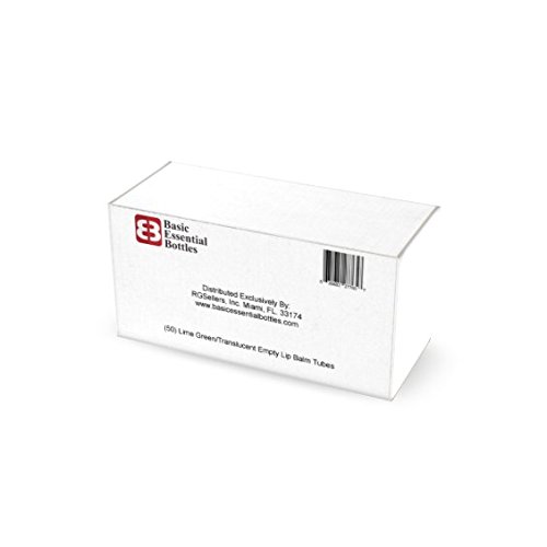 Basic Essential Bottles Empty Lip Balm Tubes, Lime Green, Pack of 50, 5.5ml (3/16 oz.)