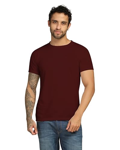 Image of VastraVibes Cotton Regular Fit T-Shirt Round Neck Casual Mens Plain Tshirt