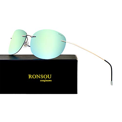 Image of RONSOU Ultralight Rimless Polarized Sunglasses for Men Women Vintage Titanium Frameless Colorful Fashion Shades