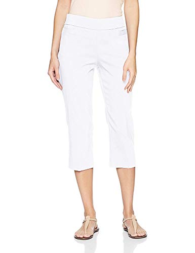 Image of Briggs New York Women's Pull on Stretch Capri Pants High Waist Crop Straight Leg with Pockets 21 inch Inseam