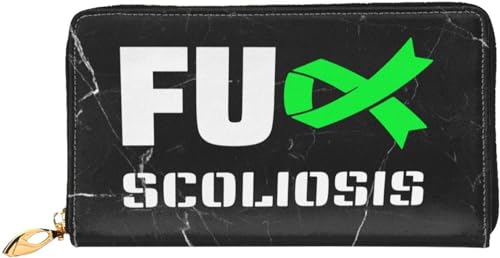 Fuck Scoliosis Awareness Wallet Card Bag, Black