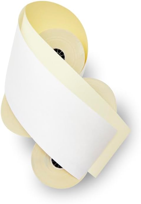 Miniatura 3 de ShopSmartOnline - Rollos autocopiativos de dos capas de 3 pulgadas x 95 pies, blanco/amarillo (50 rollos - 1 caja) rollos de papel para impresora de