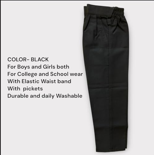 Image of School Uniform Black Trousers for Boys and Girls, Formal Regular-Fit School Pants, Comfortable, Durable Fabric for Daily School Wear. 3-4 Years