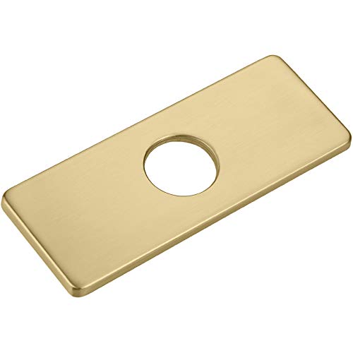KAIYING 15,2 cm Lochabdeckung Deckplatte für Badezimmer Waschtisch Waschbecken, 3-zu-1 Badezimmer-Wasserhahn-Rosette, rechteckig, Edelstahl (gebürstetes Gold) Cover