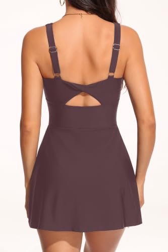 Image of Tempt Me Women's One Piece Swimdress - V Neck Tummy Control Swimsuit Modest Bathing Suit with Pockets 2026