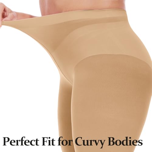Image of Citystl 2 Pack Plus Size Tights for Women, 80D Opaque Control Top Pantyhose