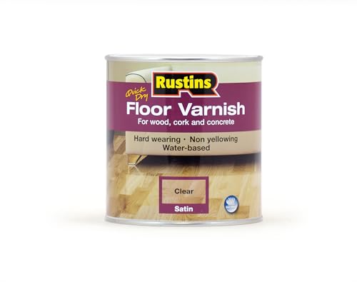 Rustins Floor Varnish Clear Satin 1L - Tough Scratch-Resistant Protection for Wooden Floors | Easy to Apply & Fast Drying