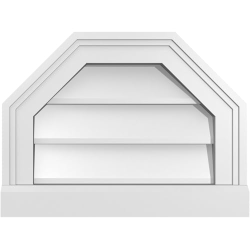 Ekena Millwork GVPOT16X1203SN Octagonal Top Surface Mount PVC Gable Vent, Factory Primed White