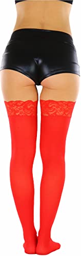 Image of ToBeInStyle Women's Spandex Double Weaves Thigh Hi With Lace Up Lace Top