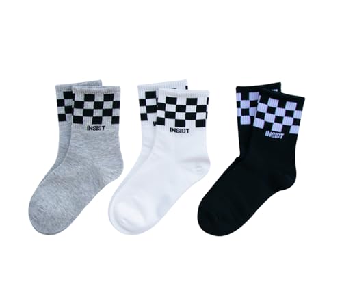 Boys Checkered Crew Socks Plaid Cotton Socks Breathable Cute 3/5 Pairs Toddler Socks 1-12 Years