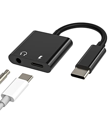 USB C to 3.5mm Audio Adapter Dongle 2 in 1 Dac Type C Jack Aux Headphone Splitter Charger Cord Accessories Cable for IPhone15 Ipad Pro Air Mini Compatible for Samsung Galaxy S23 S22 S21 Note10