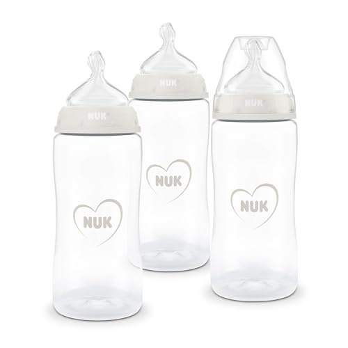 NUK First Choice Biberón | 3+ meses | 300 ml | Biberón anticólicos | PP | Indicador de control de temperatura | Neutral | 3 unidades