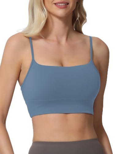 Image of Sports Bras for Women Spaghetti Strap Padded for Yoga Running Gym Workout, Wireless Scoop Neck Bras Crop Tank Top